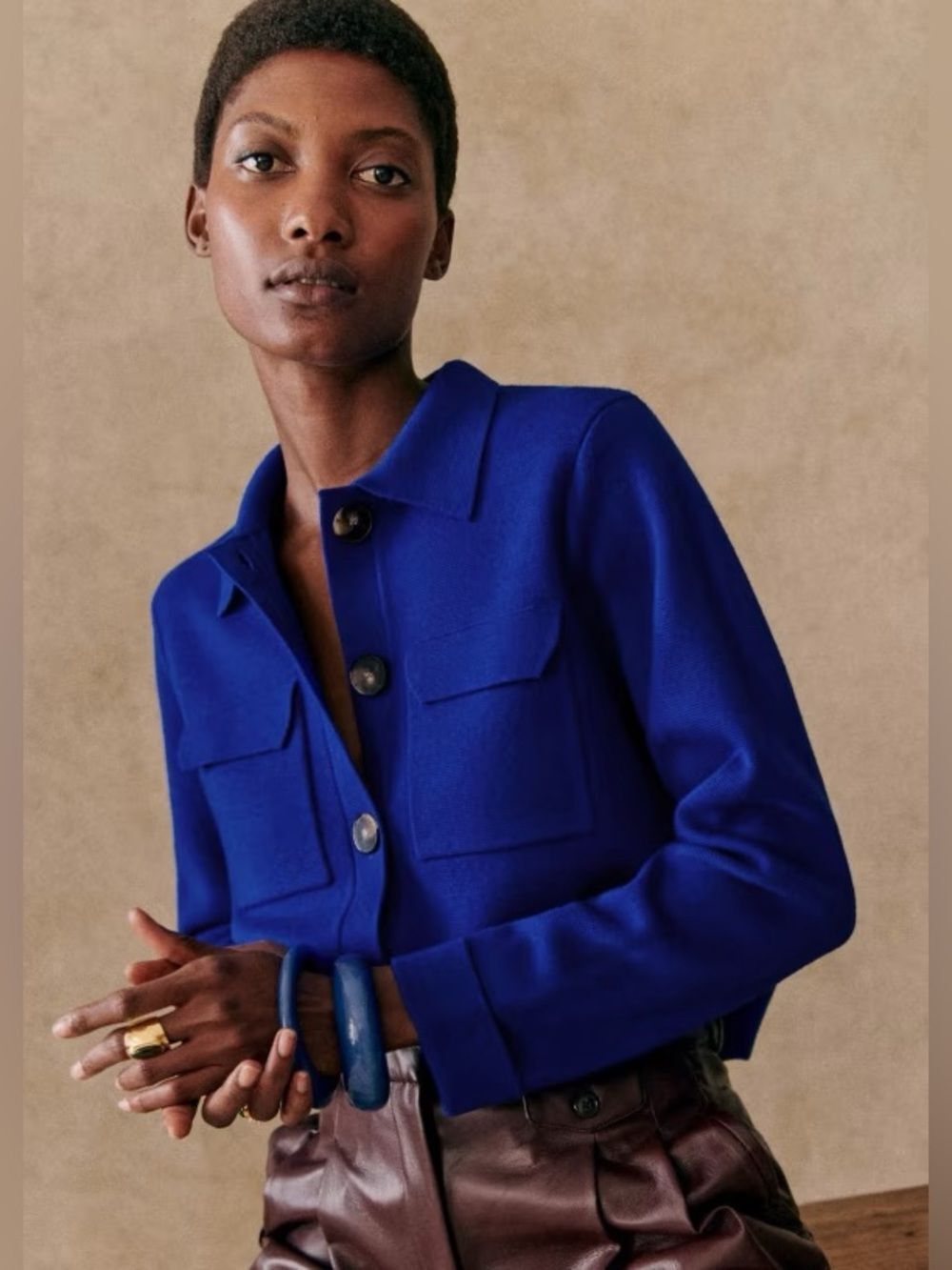 SEZANE BETTY WOOL cardigan in royal blue - Picture 5 of 8